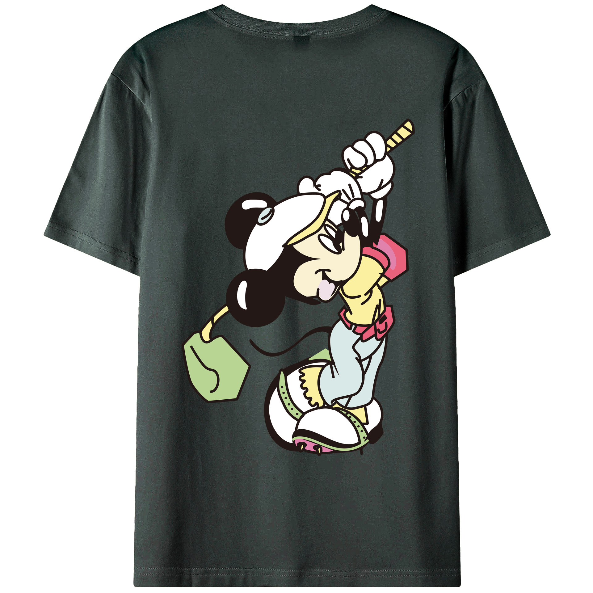 ミッキーマウス Mickey Mouse 綿100％ メンズ半袖Tシャツ（バックプリント） 通気性